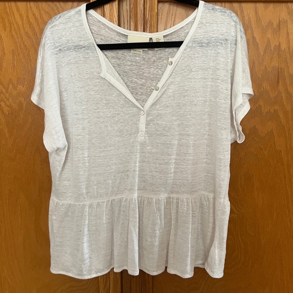 Cynthia Rowley Tops - Cynthia Rowley 100% linen dolman sleeve peplum top M